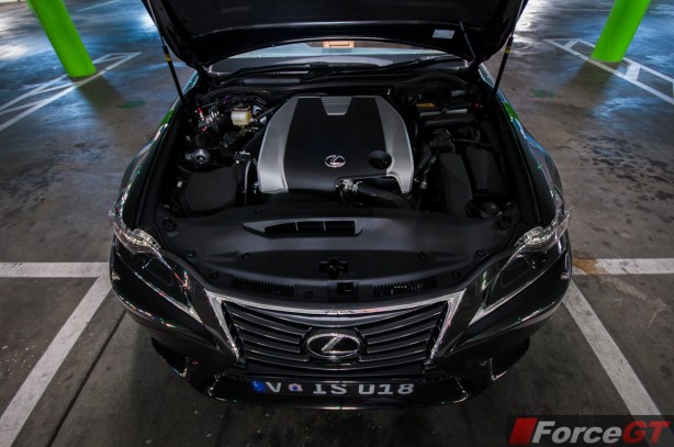 Lexus IS Review-2013 Lexus IS Sport Luxury engine compartment
