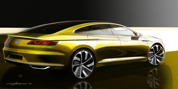 Volkswagen CC concept sketch rear quarter