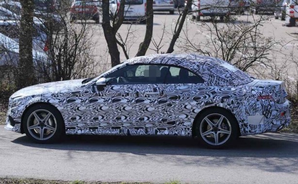 Mercedes C-Class cabriolet spy photo side
