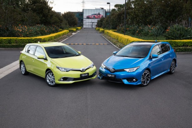 2015 Toyota Corolla Ascent Sport hatch (left) and ZR hatch