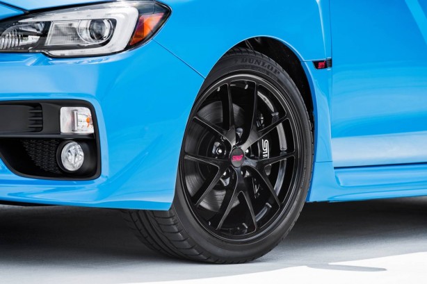 2016 Subaru WRX STI in Hyper Blue and black wheels