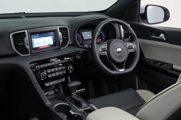 2016 Kia Sportage Platinum interior grey two-tone.
