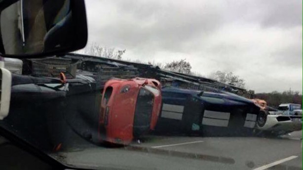 exotic cars damaged in truck crash near paris