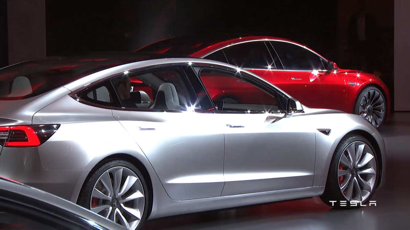 teslas affordable model 3 electric car officially unveiled